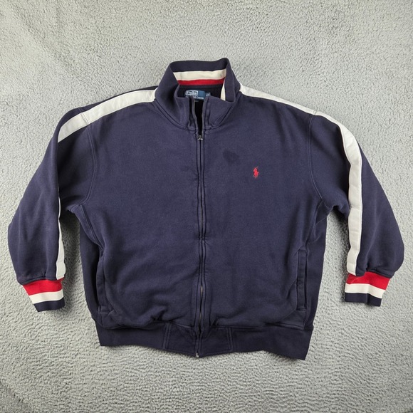 Polo Ralph Lauren Other - Polo Ralph Lauren Track Jacket Mens 2XB Navy‎ Blue Thermal Lined Full Zip Stripe